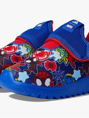 adidas Kids Blue and Red Spider-Man Graphic Slip-On Sneakers